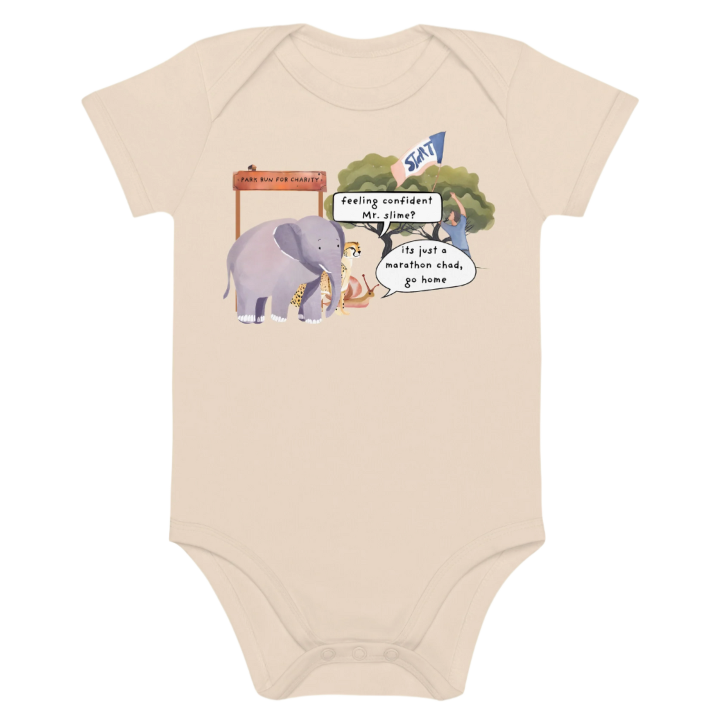 Animal Marathon Designed Natural Organic Baby Bodysuit