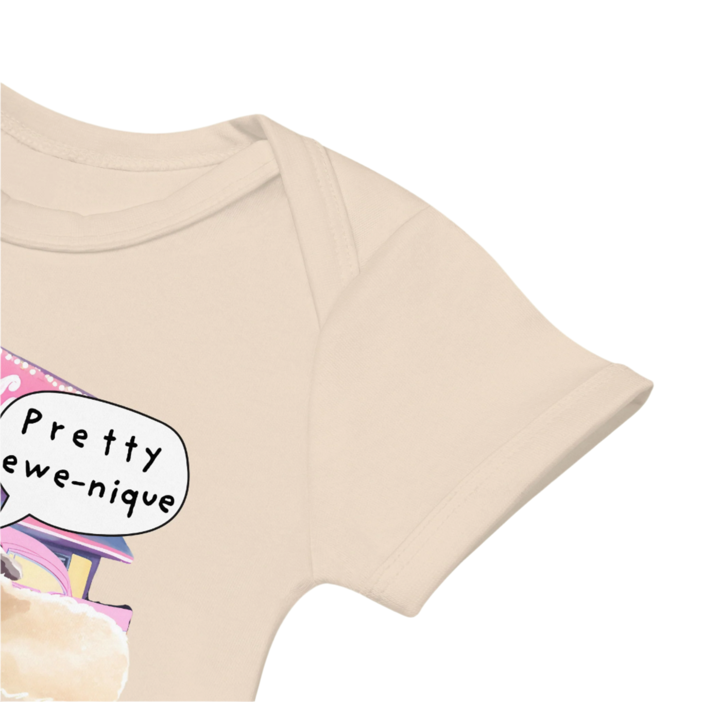 Sheep Design Baby Bodysuit in Natural Organic Sleeve