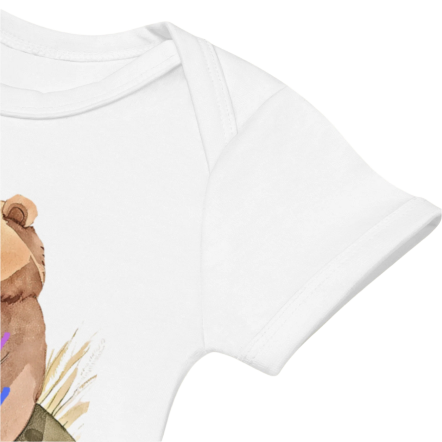 Teddy Bear Graphic Organic Cotton Baby Bodysuit Short Sleeve