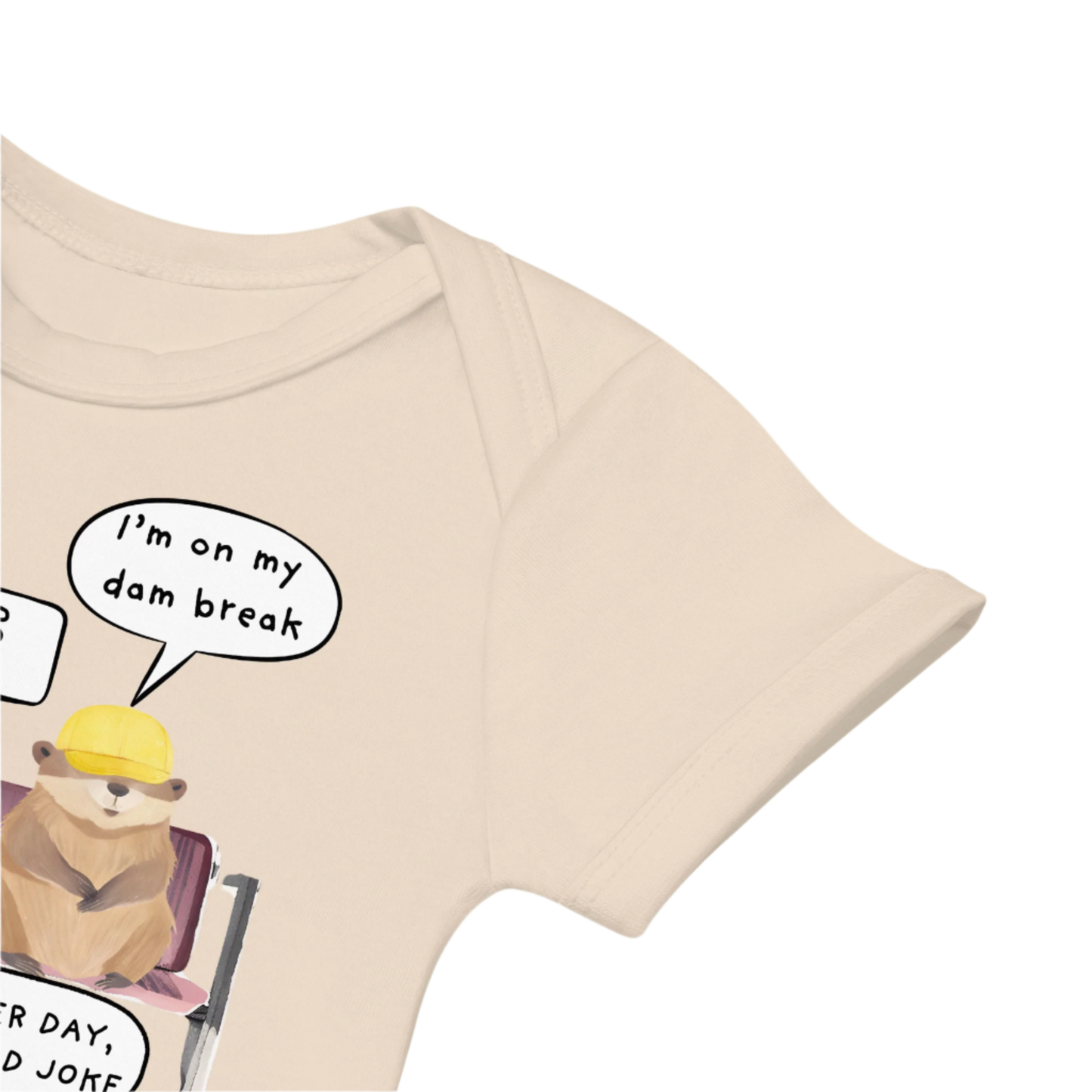 Organic Natural Beaver-Themed Baby Bodysuit