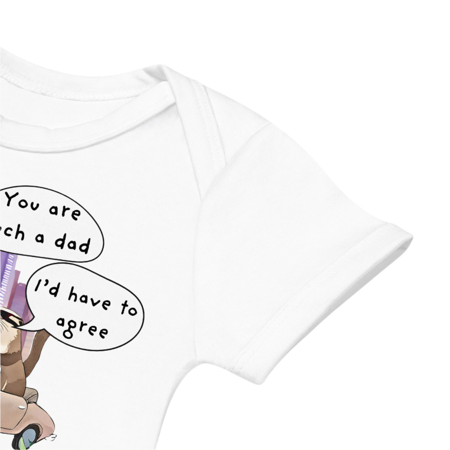 Sleeve of an Otter-Themed White Coloured Baby Bodysuit in White