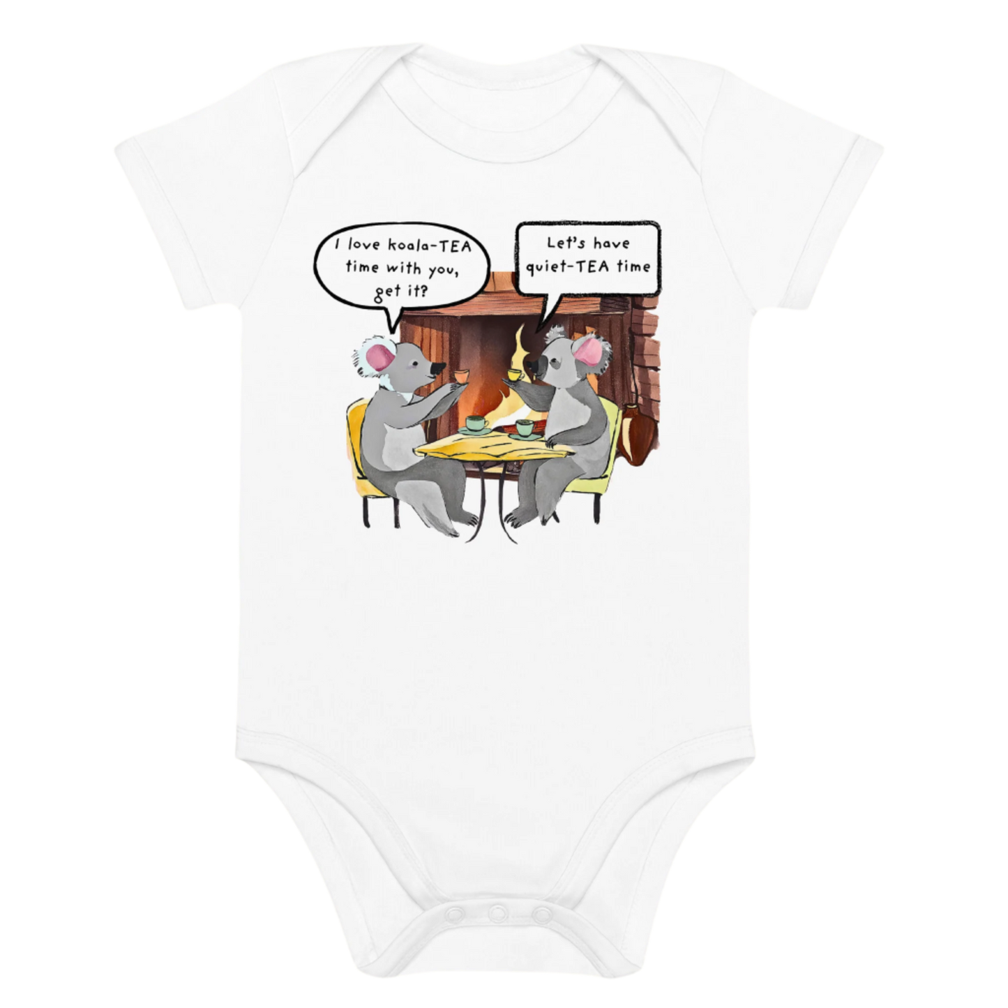 White Coloured Koala-Themed Baby Onesie