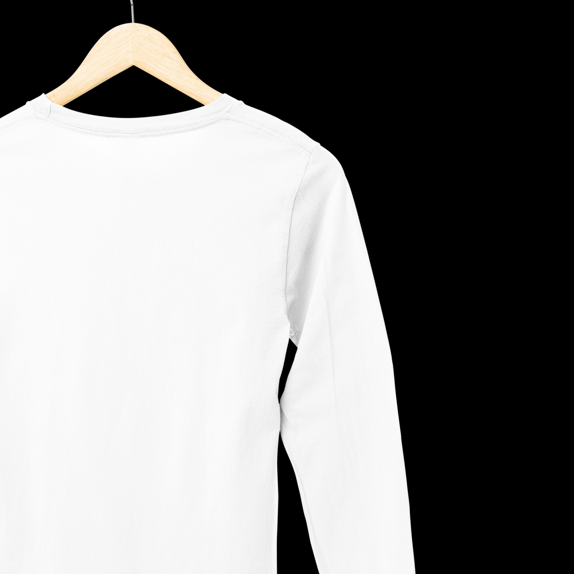 Plain white long sleeve cotton t-shirt with no graphic on the back