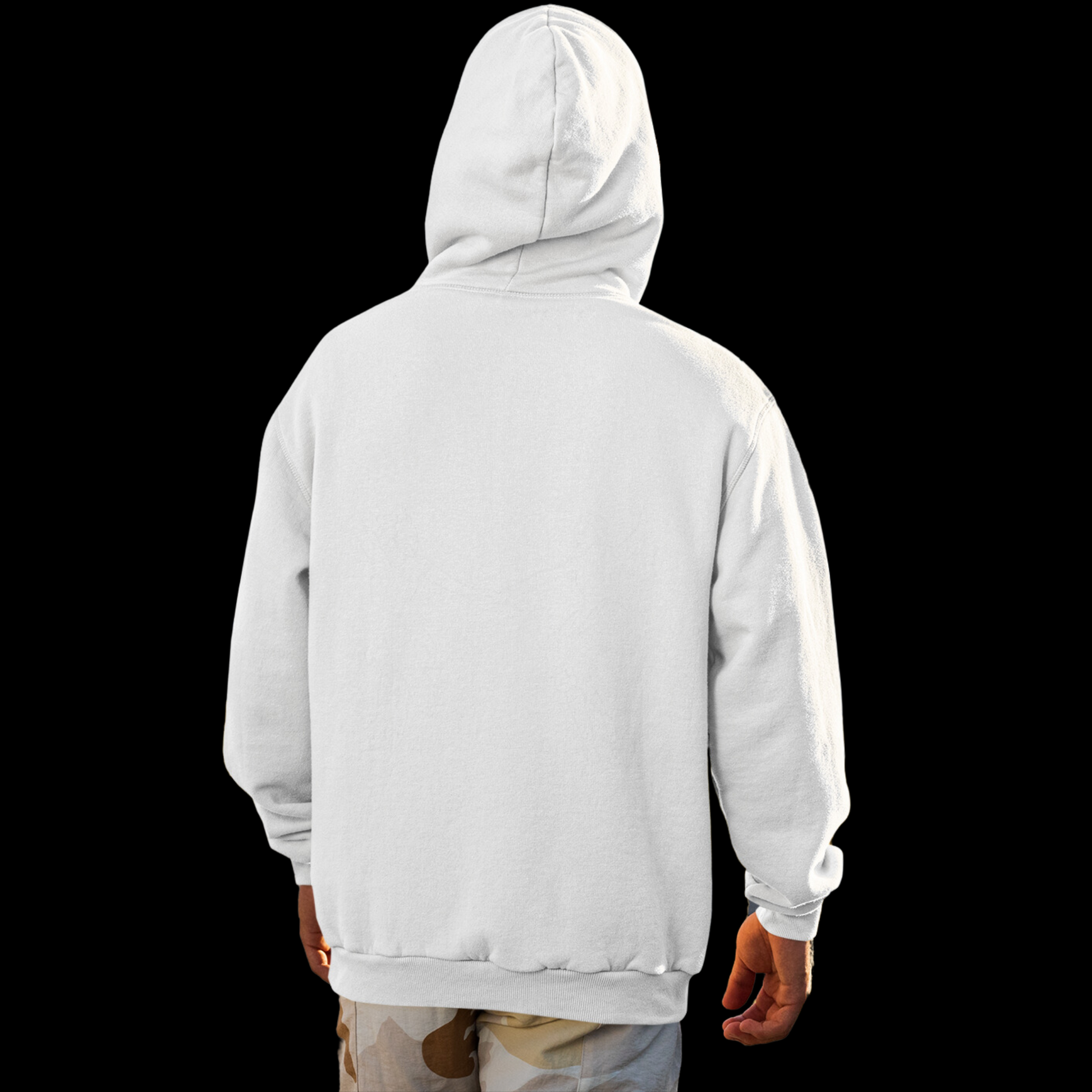 back view of a white hoodie completely plain