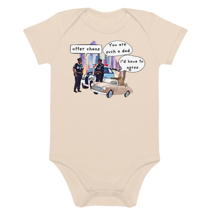 Otter-Themed Natural Organic Coloured Baby Bodysuit in White