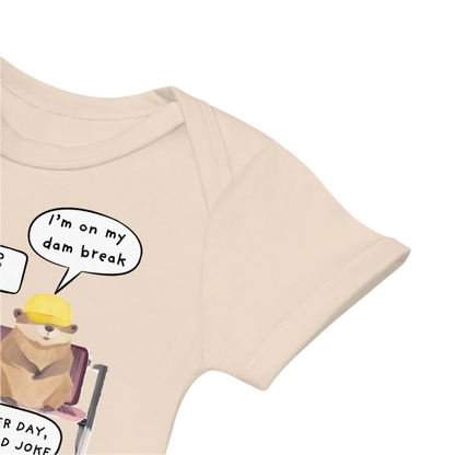 Organic Natural Beaver-Themed Baby Bodysuit