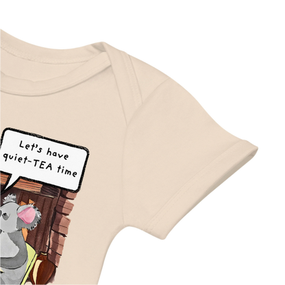 Sleeve of Natural Organic Coloured Koala-Themed Baby Onesie