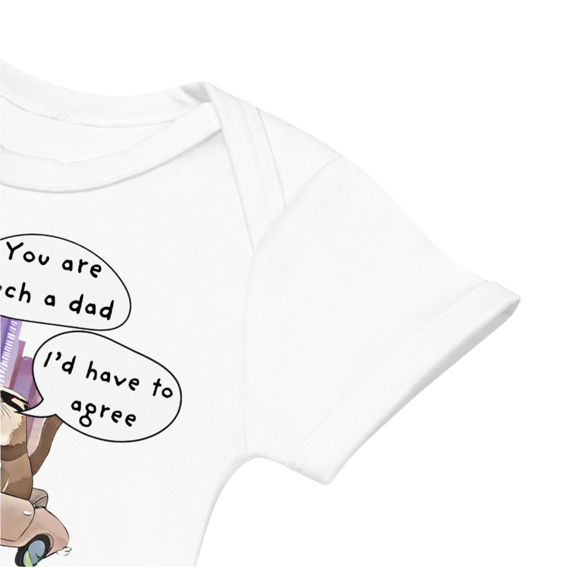 Sleeve of an Otter-Themed White Coloured Baby Bodysuit in White