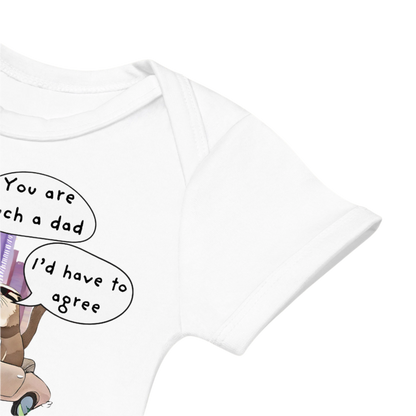 Sleeve of an Otter-Themed White Coloured Baby Bodysuit in White